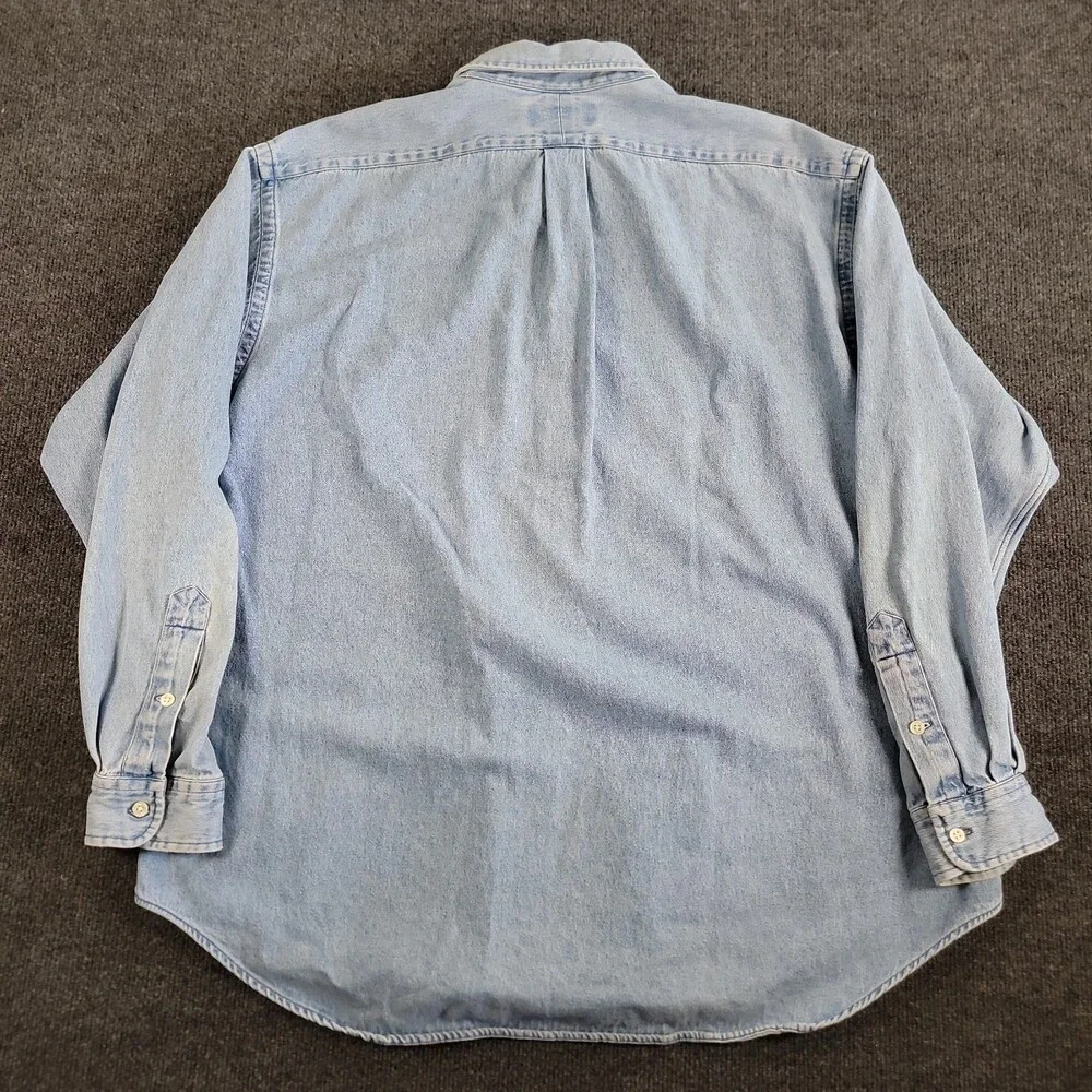 Vintage XXL Polo Ralph Lauren Blake Denim Light Wash Pocket Button Down Shirt